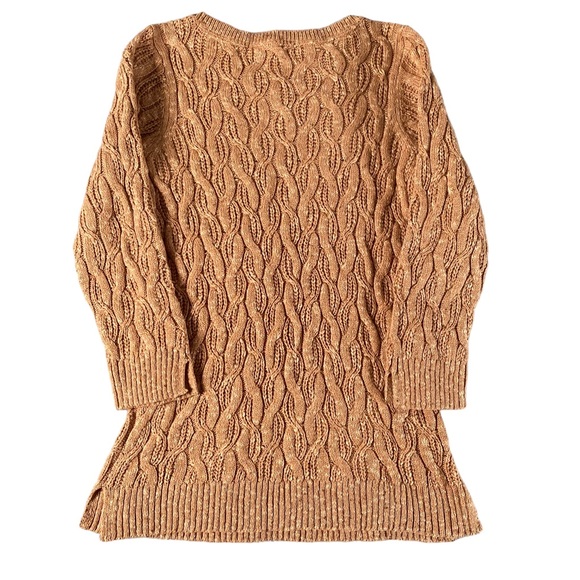 J Jill Cable Knit Sweater Womens Medium Gingerbread Brown Chunky Pullover NEW - Picture 2 of 7